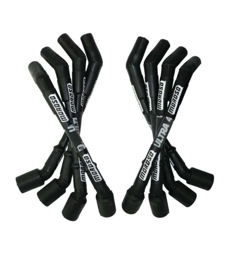 Moroso — Moroso GM LS Ultra 40 Custom Fit Sleeved Ignition Wire Set 8in 135 Deg Boots - Black - view 1