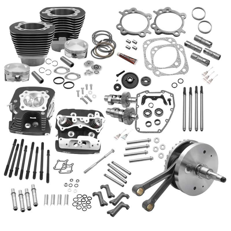 S&S Cycle — S&S Cycle 00-06 BT 124in Hot Set Up Kit w/ S&S Cylinder Heads - Wrinkle Black - view 1