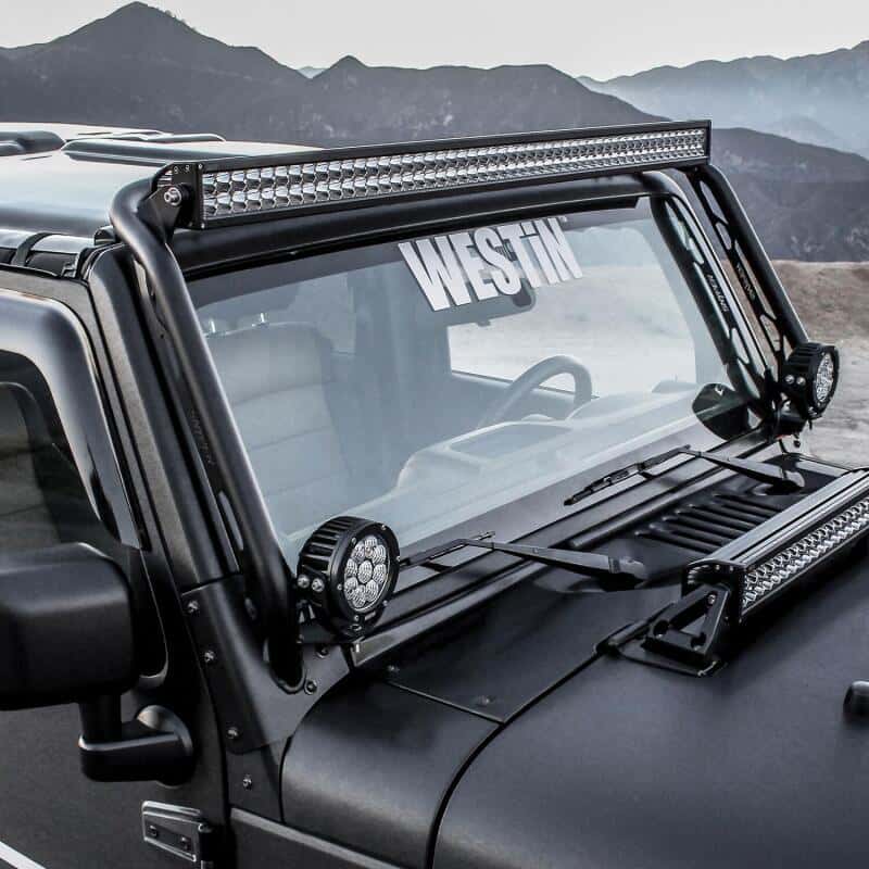 Westin — Westin/Snyper 07-17 Jeep Wrangler Snyper Overhead Light Hoop - Textured Black
LED Light Bar Mount - view 3
