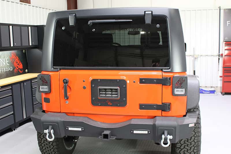 Fishbone Offroad — Fishbone Offroad 07-18 Jeep Wrangler JK Aluminum Tailgate Plate - Black Textured Powdercoat - view 5