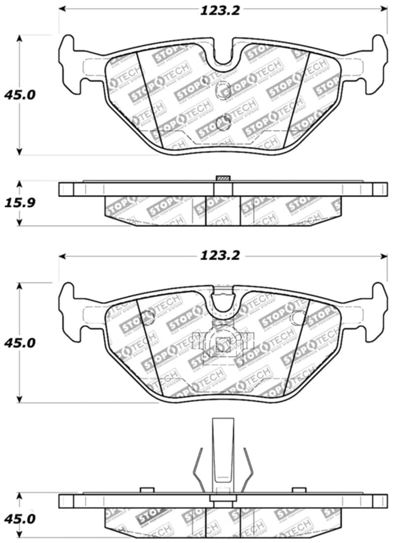 Stoptech — StopTech Performance 01-02 BMW Z3 / 03-09 Z4 / 10/90-07 3 Series / 99-09 Saab 9-5 Rear Brake Pads
Sprt Brk Pad W/Hdwr - view 2