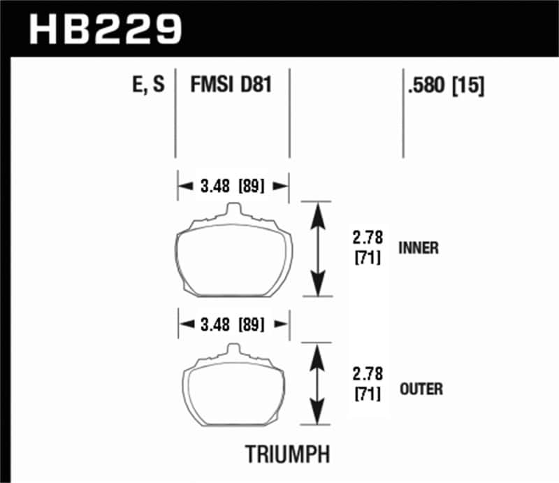 Hawk Performance — Hawk 70-73 Triumph Stag Front ER-1 Brake Pads
Disc Brake Pad - view 2