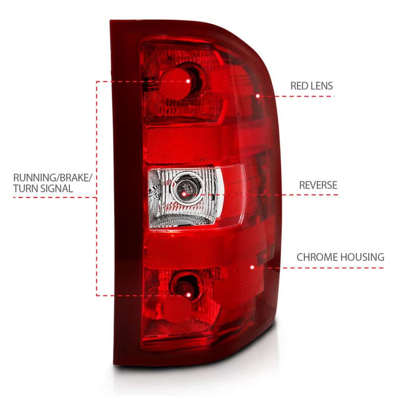 ANZO — ANZO 2007-2013 Chevy Silverado Taillight Red/Clear Lens (OE Replacement) - view 4