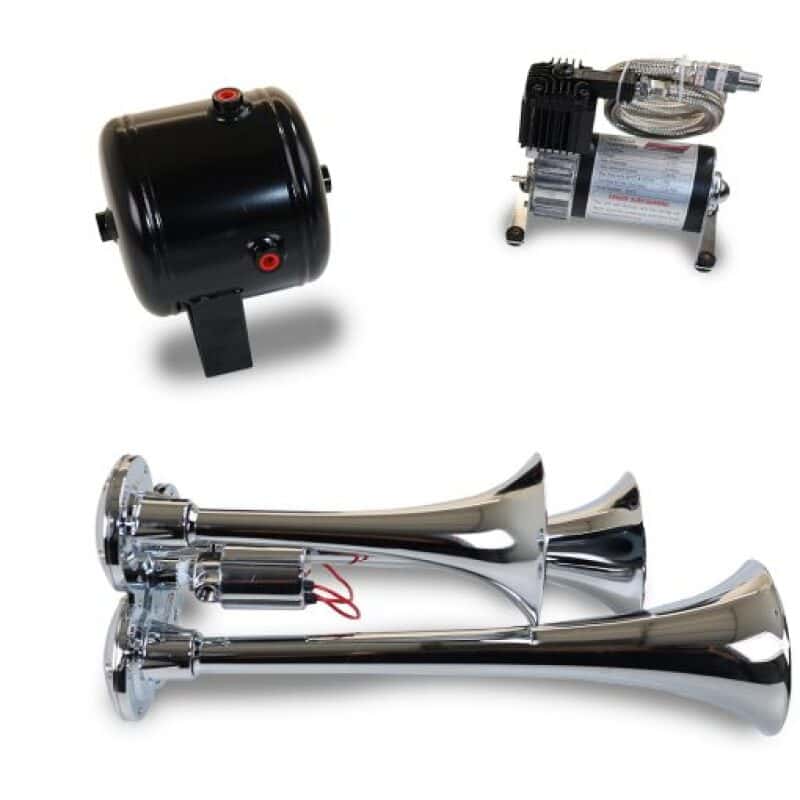 Kleinn Air Horns — Kleinn Triple Chrome Horn Kit w/ 130 PSI Air Compressor / 1.0 gal Air Tank
HK3 Triple Horn Kit - view 1