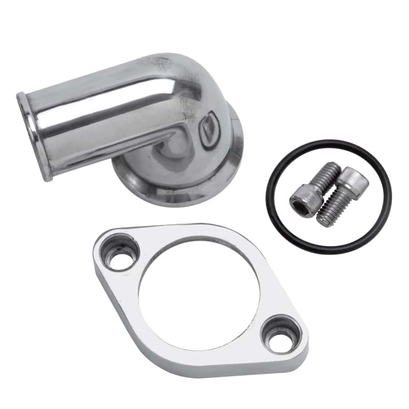 Edelbrock — Edelbrock Waterneck SBC/BBC 90-Degree Two-Piece Cast Swivel Polished
CHROME/PRO-FLO - view 3