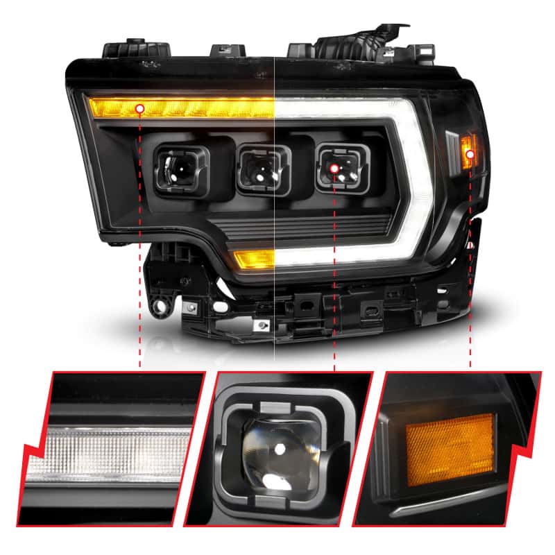 ANZO — ANZO 19-24 RAM 2500/3500 Z-Series Full LED Proj Headlights DRL/Init/SeqSig - Driver Side ONLY - view 9