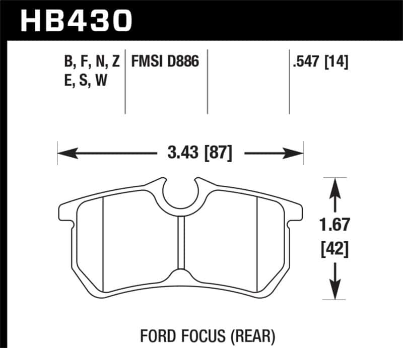 Hawk Performance — Hawk 00-07 Ford Focus DTC-30 Rear Race Brake Pads
Disc Brake Pad - view 2