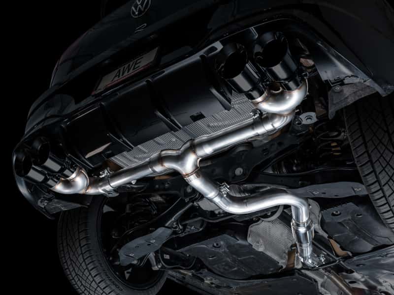 AWE Tuning — AWE MK8 Volkswagen Golf R 3in Track Edition Quad Exhaust - Diamond Black Tips
Track Catback - view 2