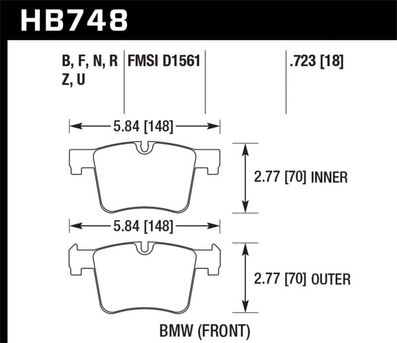 Hawk Performance — Hawk 12-16 BMW 328i/328i xDrive / 14-16 BMW 428i/428i xDrive DTC-70 Race Front Brake Pads
Disc Brake Pad - view 2