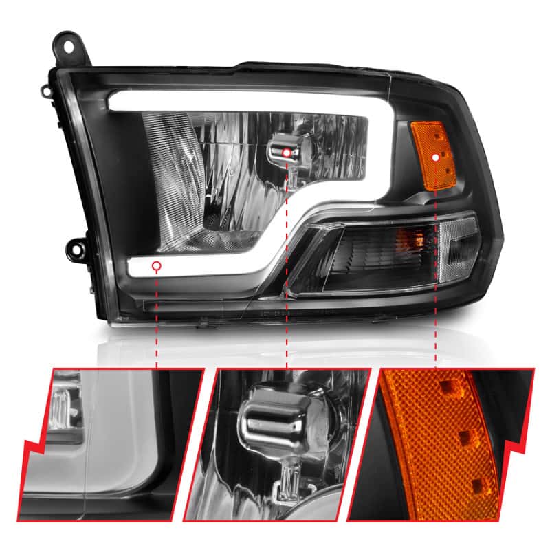 ANZO — ANZO 2009-2018 Dodge Ram 1500 Crystal Headlights w/ Light Bar Black Housing
Head Light Set
HdLtSet - view 9