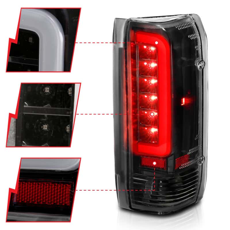 ANZO — ANZO 1987-1996 Ford F-150 LED Taillights Black Housing Clear Lens (Pair) - view 4