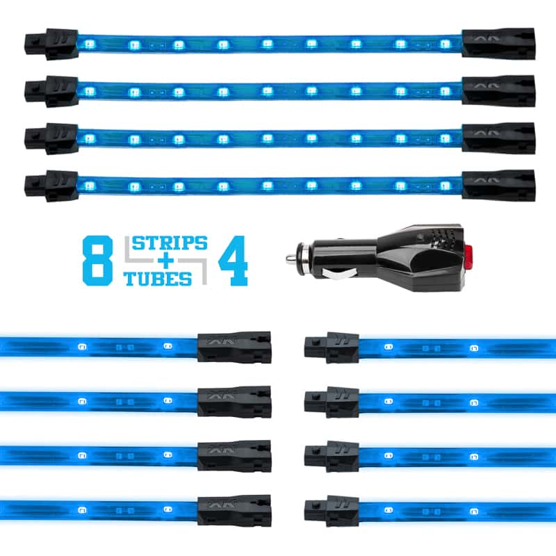 XKGLOW — XK Glow Strip Single Color Underglow LED Accent Light Car/Truck Kit Light Blue - 8x24In + 4x 8In - view 2