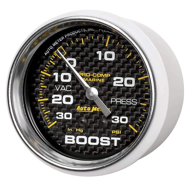 AutoMeter — Autometer Marine Carbon Fiber Gauge 2-5/8in Mechanical Vacuum/Boost Gauge 30INHG-30PSI
GA 2.6" BST 30 M MCF - view 3