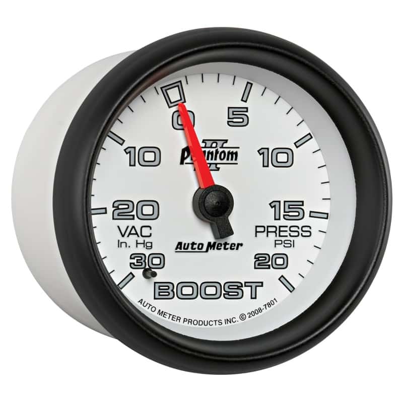 AutoMeter — AutoMeter Gauge Vac/Boost 2-5/8in. 30Inhg-20PSI Mechanical Phantom II
2-5/8" BOOST-VAC, 30 - view 11