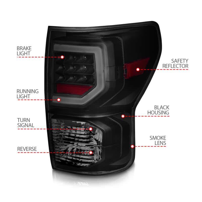 ANZO — ANZO 07-11 Toyota Tundra Full LED Taillights Black Housing Smoke Lens G2 (w/C light Bars)
Tail Light Set - view 7