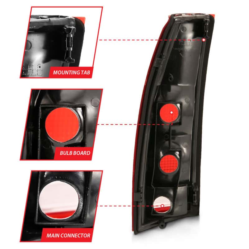 ANZO — ANZO 1988-1999 Chevy C1500 Taillight Red/Clear Lens (OE Replacement) - view 8