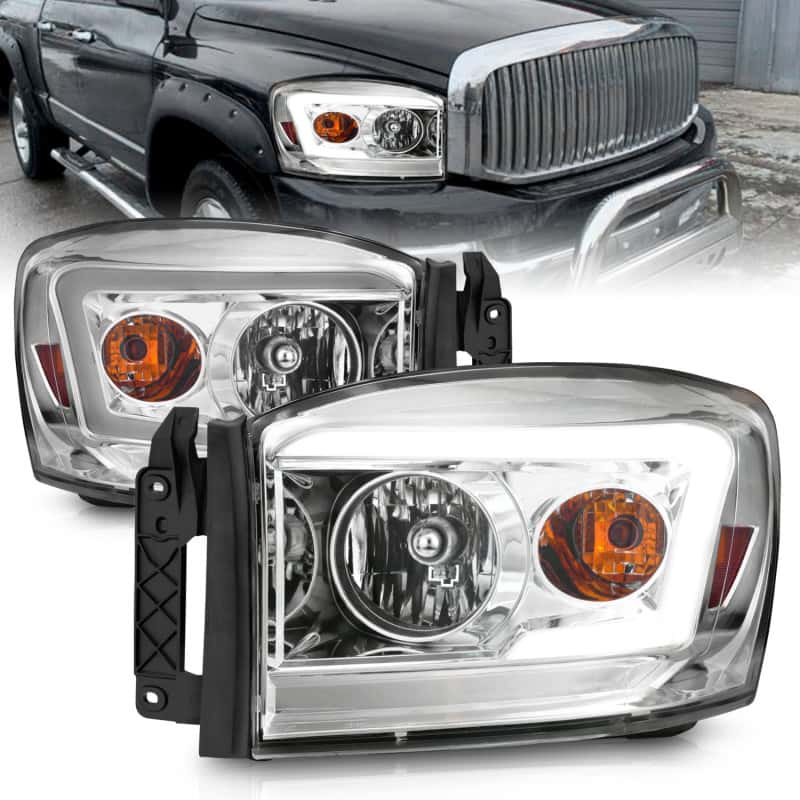ANZO — ANZO 06-09 Dodge RAM 1500/2500/3500 Headlights Chrome Housing/Clear Lens (w/ Light Bars)
Head Light Set
HdLtSet - view 1