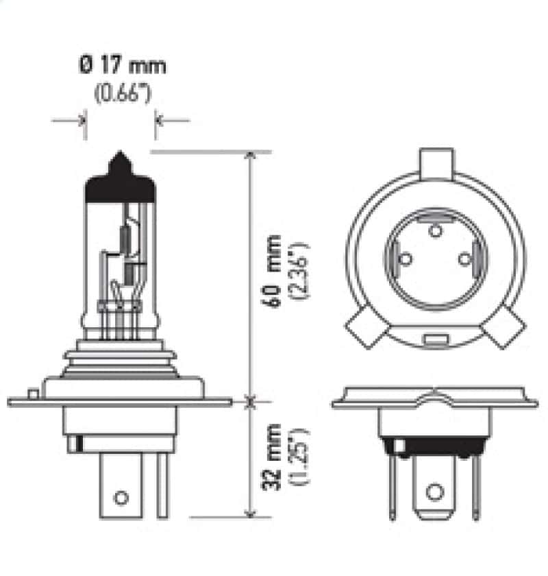 Hella — Hella Bulb H4 12V 60/55W P43t T4.625 +50
H4P50 Halogen Bulb - view 5