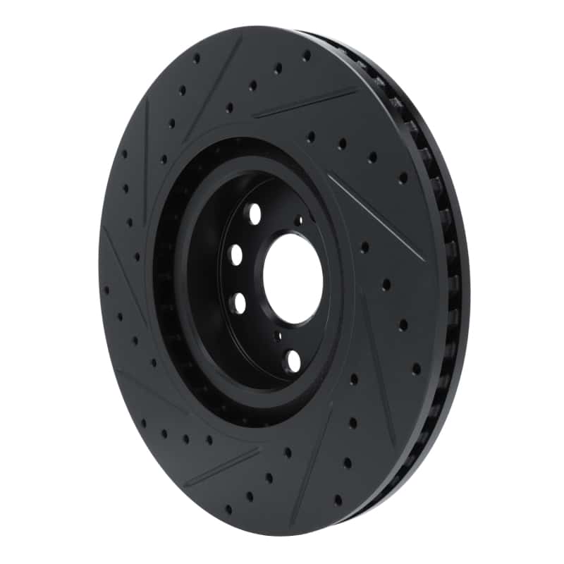 R1 Concepts — R1 11-25 Lexus IS200T Right Front Drilled & Slotted Black Brake Rotor - view 4