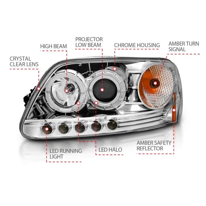 ANZO — ANZO 1997.5-2003 Ford F-150 Projector Headlights w/ Halo and LED Chrome 1pc
Head Light Set
HdLtSet - view 5