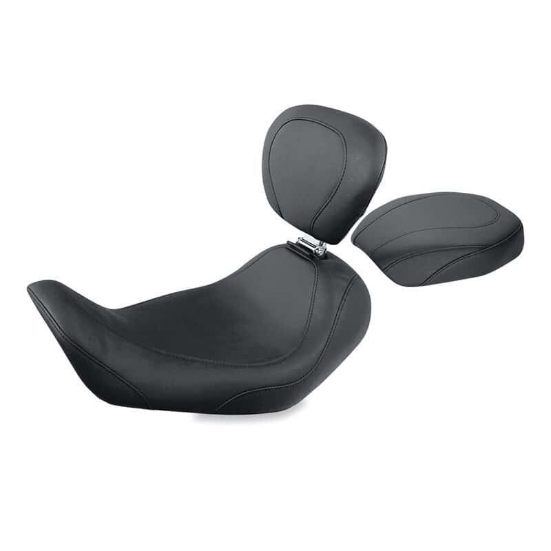 Mustang Motorcycle — Mustang 06-17 Harley Dyna Wide Tripper Solo Seat w/Driver Backrest - Black - view 2