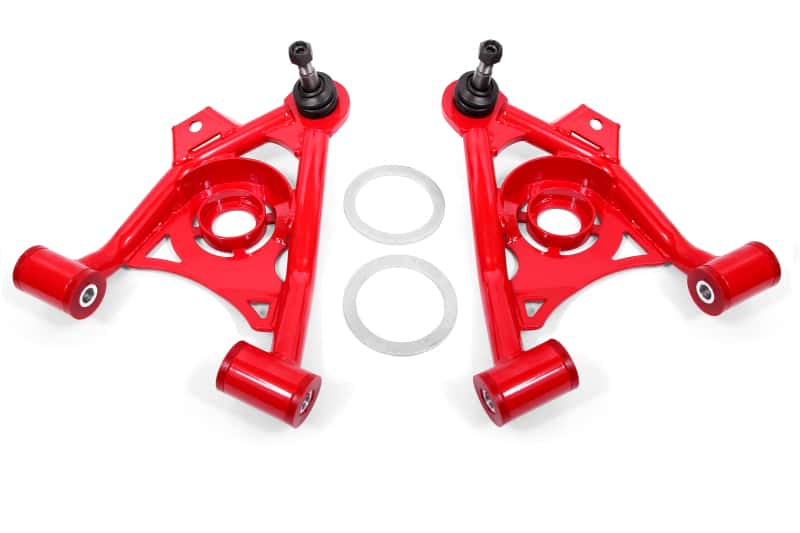 BMR Suspension — BMR 79-93 Mustang Fox Lower Control A-Arm Front w/ Spring Pocket/Tall Ball Joint - Red
Lower A-arms - view 1