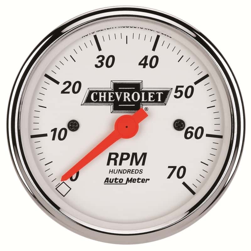 AutoMeter — Autometer Arctic White GM 3-1/8in 7000RPM 4, 6, 8 Cyl Electrical Tachometer Gauge
GA 3-1/8" 7K RPM CV - view 1