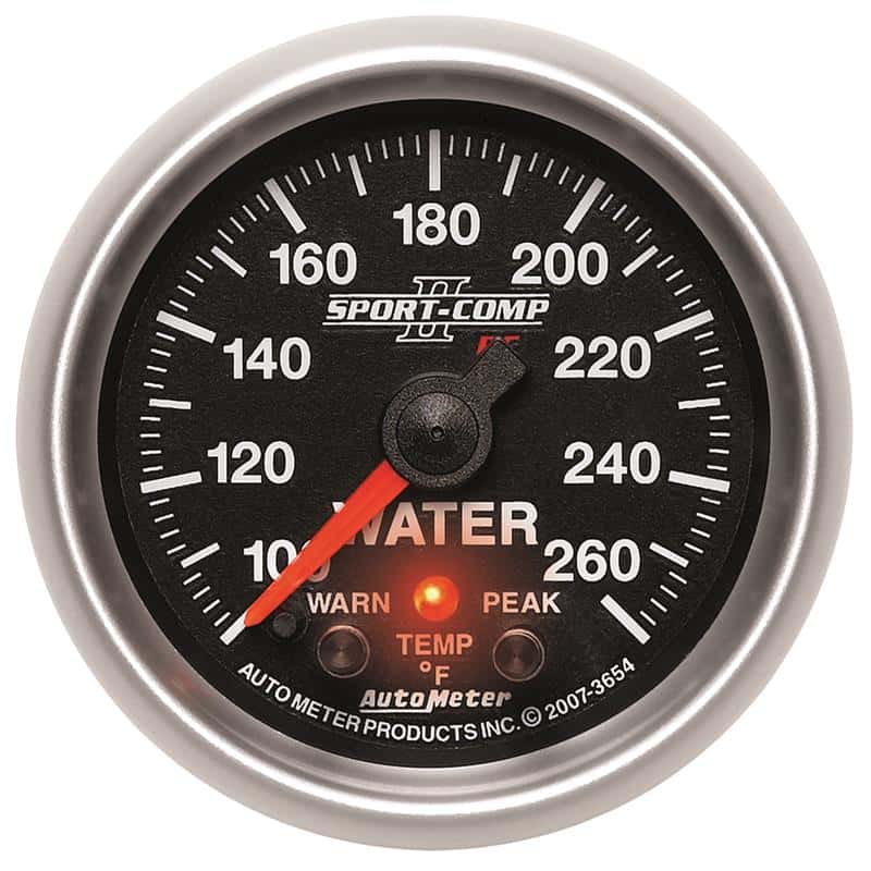 AutoMeter — Autometer Sport-Comp II 52.4mm 100-260 Deg F Water Temp Peak & Warn w/ Electronic Control Gauge
2-1/16" WATER TEMP, - view 2