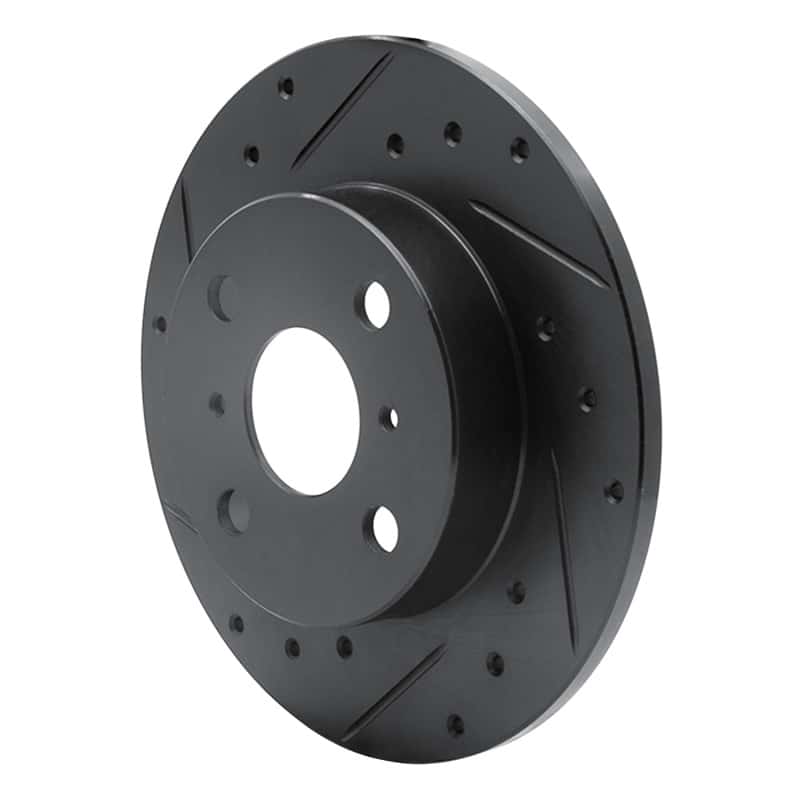 R1 Concepts — R1 85-86 Toyota MR2 Rear Left Drilled & Slotted Black Brake Rotor
R1 Brake Rotor Drill - view 2