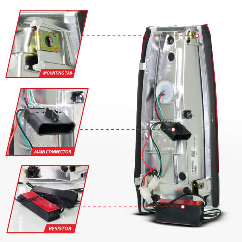 ANZO — ANZO 88-99 Chevy C/K1500/2500/3500 Full LED Light Tube Taillights Chrome Housing Red/Clear Lens
TailLightSet - view 5