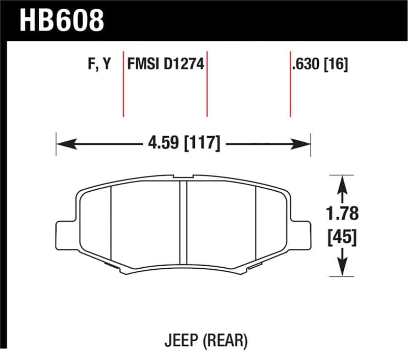 Hawk Performance — Hawk 2007-2011 Dodge Nitro R/T HPS 5.0 Rear Brake Pads
Disc Brake Pad - view 1