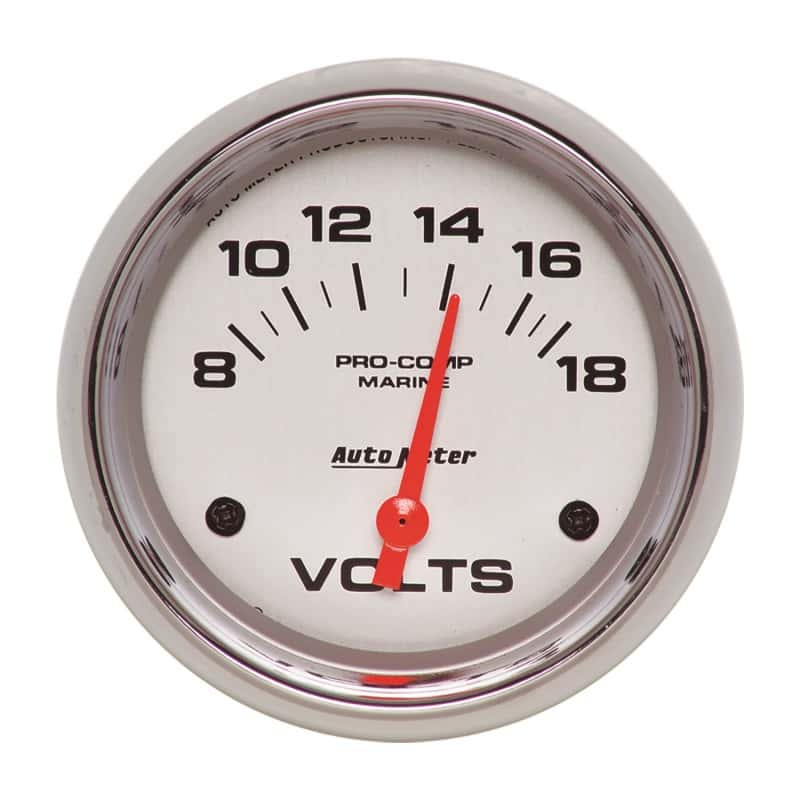 AutoMeter — AutoMeter Gauge Voltmeter 2-5/8in. 18V Electric Marine Chrome
GA 2.6" VOLT 18V MC - view 2