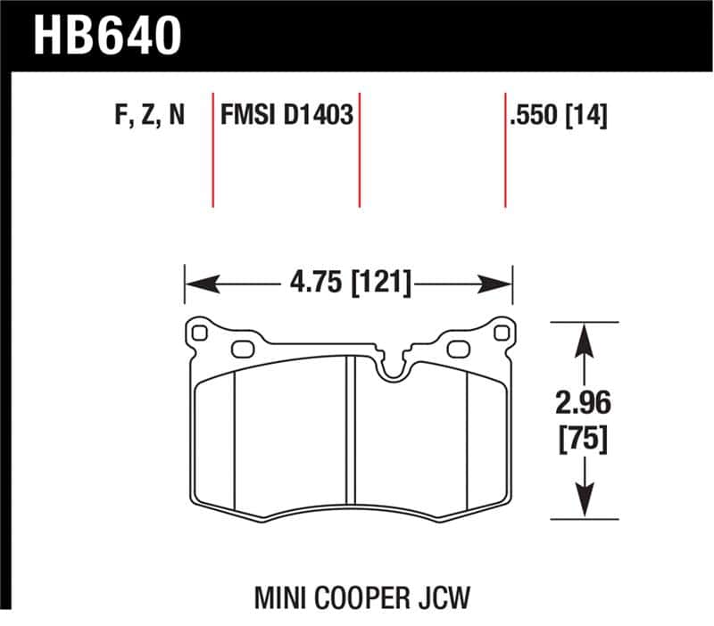 Hawk Performance — Hawk 09-10 Mini Cooper HP+ Autocross Front Brake Pads
Disc Brake Pad - view 1