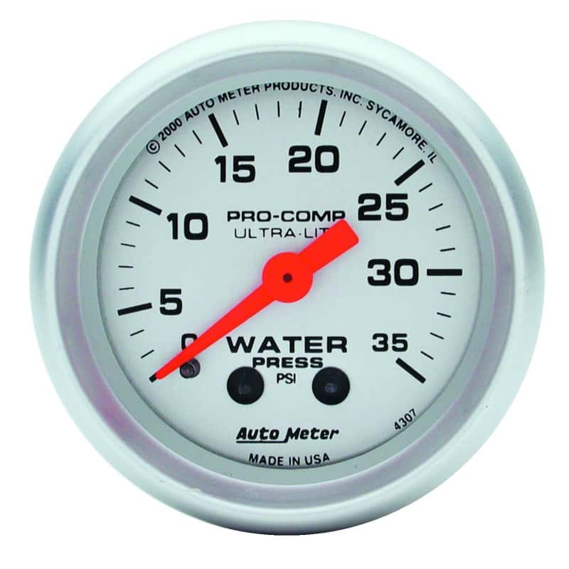 AutoMeter — Autometer Ultra-Lite 52mm 35 PSI Mechanical Water Pressure Gauge
2" WATER PRESS, 0-35 - view 1
