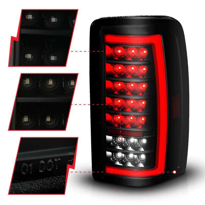 ANZO — ANZO 00-06 Chevrolet Tahoe / GMC Yukon Full LED Taillights w/ Lightbar Black Housing/Smoke Lens
Tail Light Set - view 9