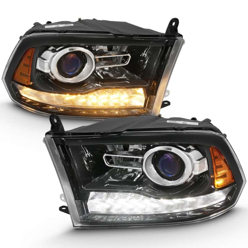 ANZO — ANZO 2009-2018 Dodge Ram 1500 Projector Plank Style Switchback H.L Halo Black Amber (OE Style)
Projector Headlights
Head Light Set - view 3