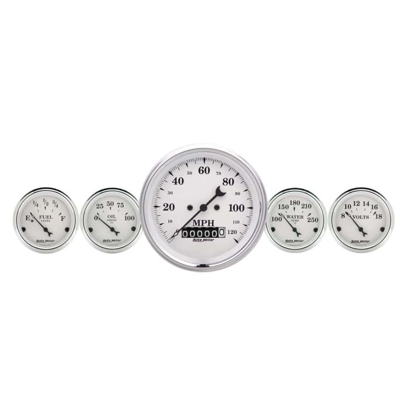 AutoMeter — AutoMeter Gauge Kit 2 Pc. Quad & Speedometer 3-3/8in. Old Tyme White
3-3/8" QUAD GAUGE & - view 2