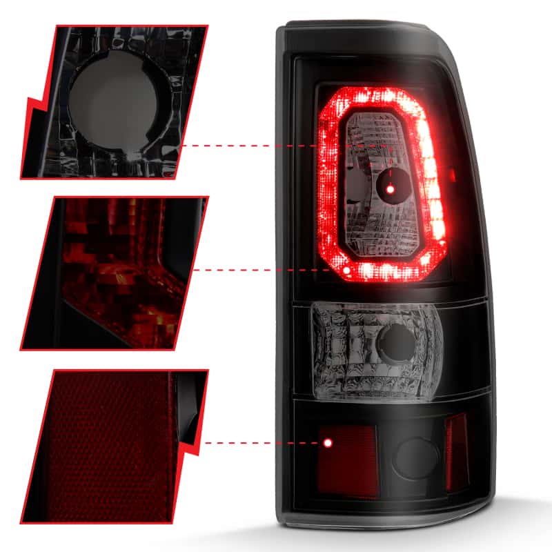 ANZO — ANZO 2003-2006 Chevy Silverado 1500 LED Taillights Plank Style Black w/Smoke Lens - view 10