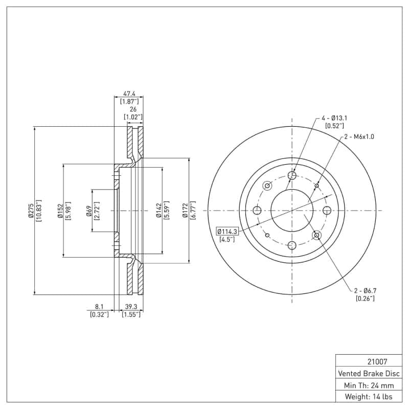 DFC — DFC 04-09 Kia Spectra Front GeoSPEC Coated Rotor
DFC Brake Rotor - view 6