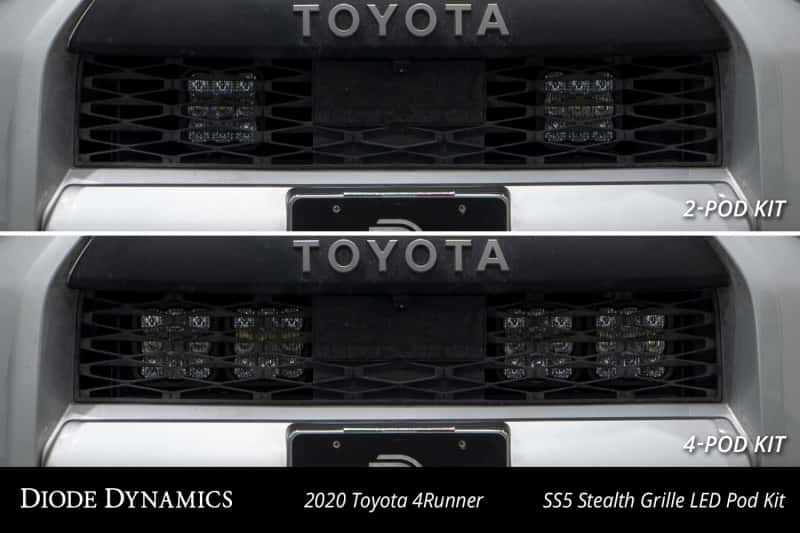 Diode Dynamics — Diode Dynamics 14-23 Toyota 4Runner SS5 Stealth Grille LED 4-Pod Kit Sport - White Combo - view 9
