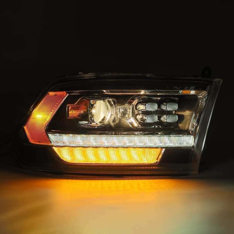 AlphaRex — AlphaRex 09-18 Dodge Ram 1500HD PRO-Series Proj Headlight Plnk Style Blk w/Chrm Acc w/Seq Signal/DRL
Projector Headlights - view 5