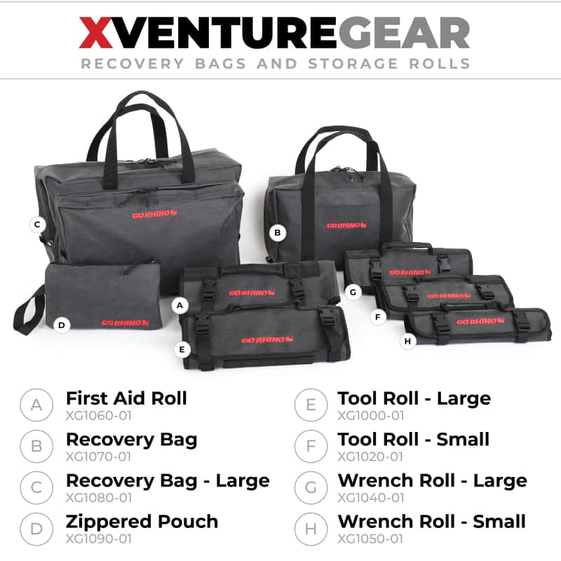 Go Rhino — Go Rhino XVenture Gear First Aid Roll - Large (5x5in. Closed) 12oz Waxed Canvas - Black
Xventure Tool Roll - view 17
