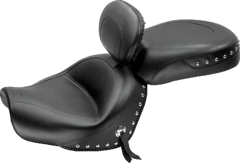 Mustang Motorcycle — Mustang 09-17 Yamaha V-Star 950, 950 Tourer Std Touring 2PC Seat w/Driver Backrest Studs - Black - view 1