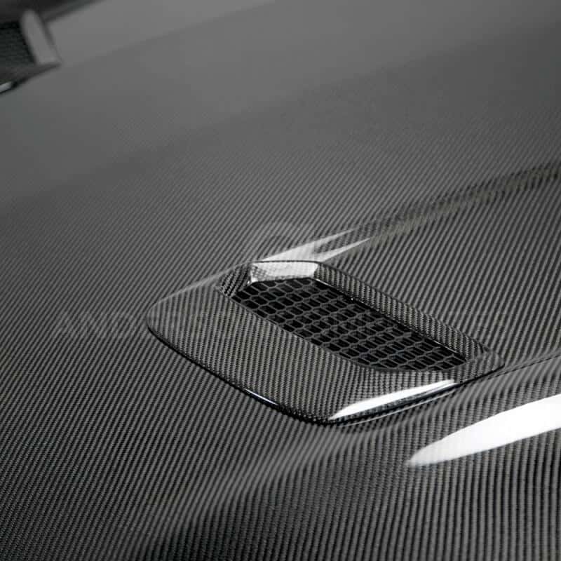 Anderson Composites — Anderson Composites 18-20 Ford Mustang Double Sided Type-OE Carbon Fiber Hood - view 3