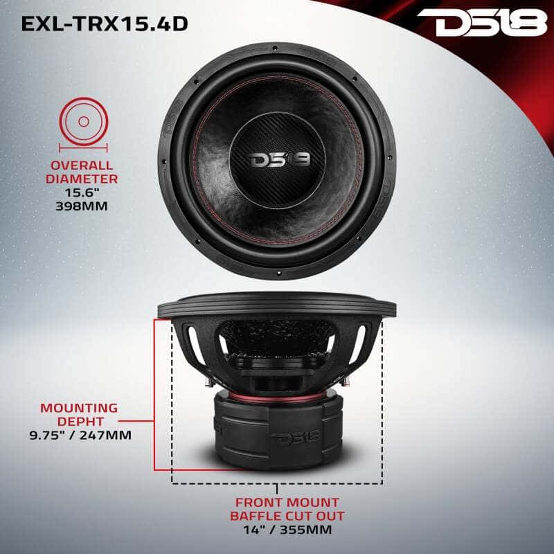 DS18 — DS18 15in 3000 Watts RMS 4+4 ohm DVC Quad Stacked Magnet Reinforced Cone Subwoofers - view 8