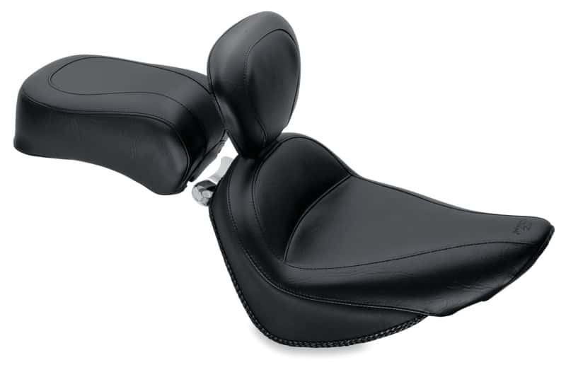 Mustang Motorcycle — Mustang 00-15 Harley Softail Standard Rear Tire Standard Touring Solo Seat w/Driver Backrest - Black - view 1