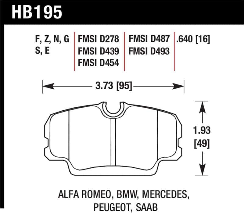 Hawk Performance — Hawk 84-4/91 BMW 325 (E30) HT-10 HPS Street Front Brake Pads
Disc Brake Pad - view 1