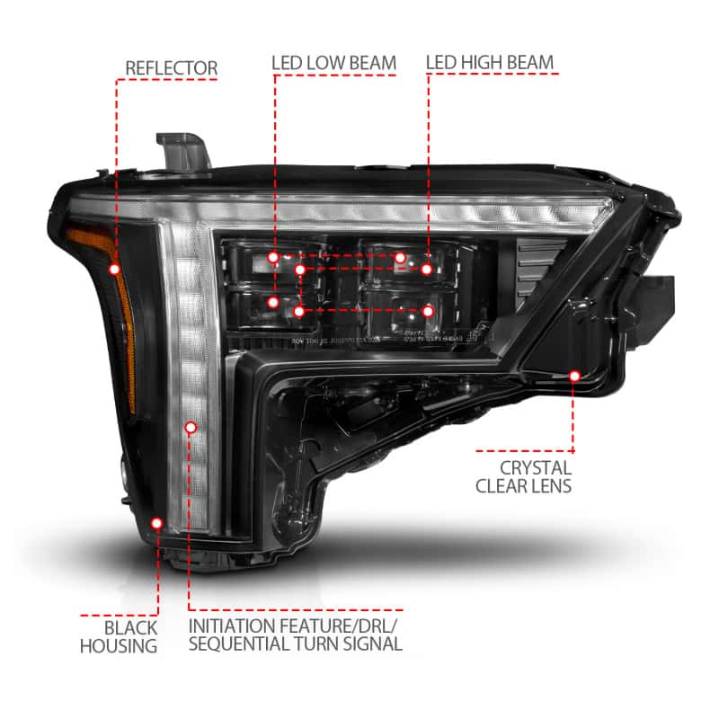ANZO — ANZO 22-24 Toyota Tundra (w/Factory LED Refl.) Z-Series Full LED Proj Headlights - Pass. Side ONLY - view 3