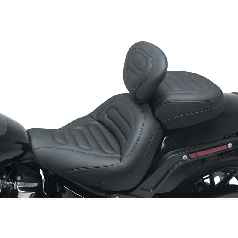 Mustang Motorcycle — Mustang 18-21 Harley Fat Bob Standard Touring Solo Seat w/Driver Backrest - Black - view 1