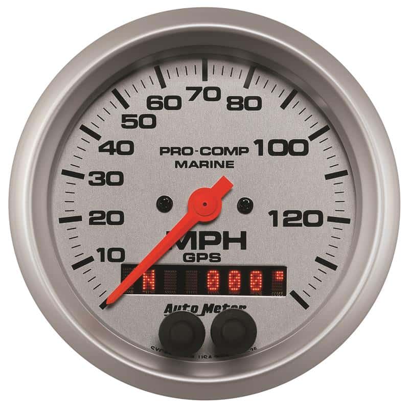 AutoMeter — Autometer Marine Silver 3-3/8in. 140MPH GPS Speedometer Gauge
3.4" SPD GPS 140 MS - view 1